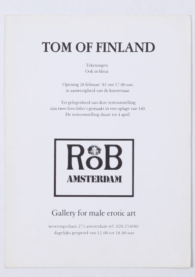 RoB Gallery flyer - Tom of Finland 1981
